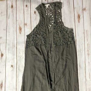 Olive green crochet vest